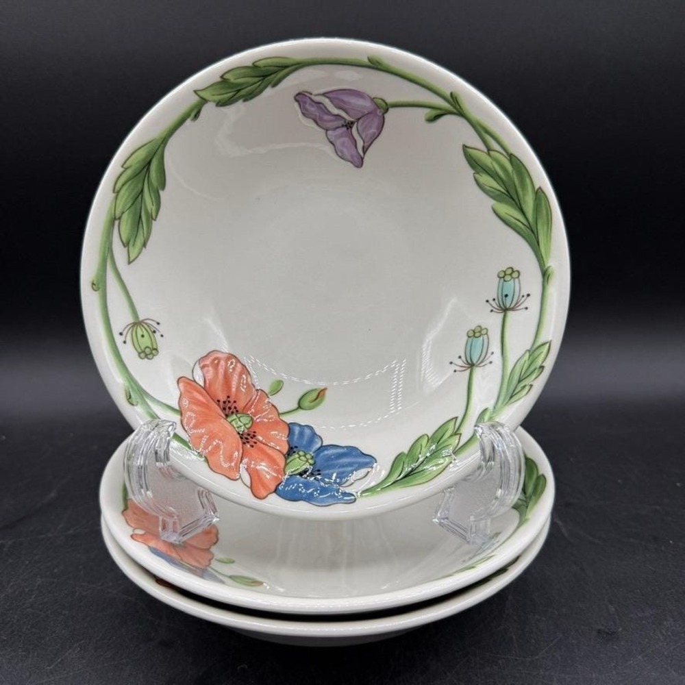 Villeroy & Boch AMAPOLA Poppies 6" Cereal Salad Dessert Bowl Set of 3